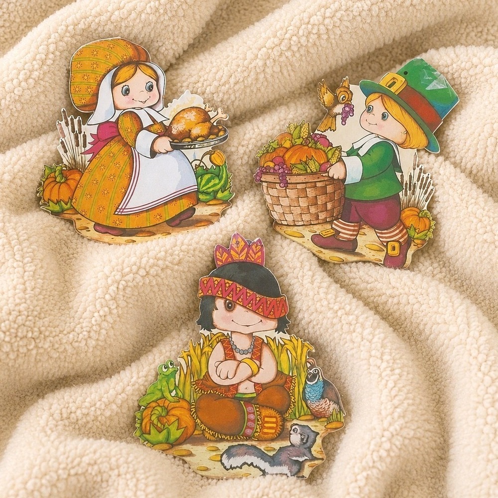 VTG‎ 70s Beistle Thanksgiving Cardboard Cutouts Decor Lot Vintage Fall